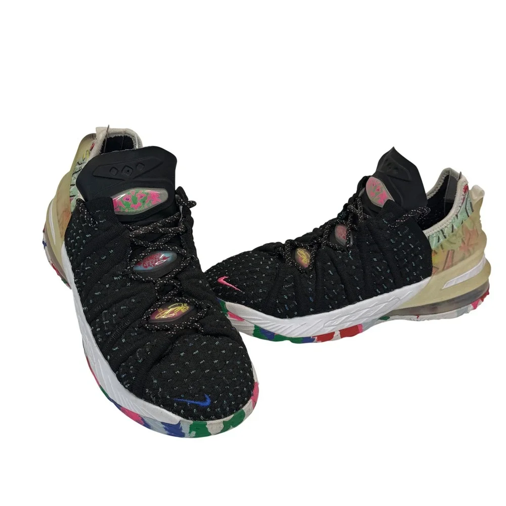 Nike LeBron 18 GS Play for the Future‎ Black Multi 3.5Y Youth Basketball Shoes